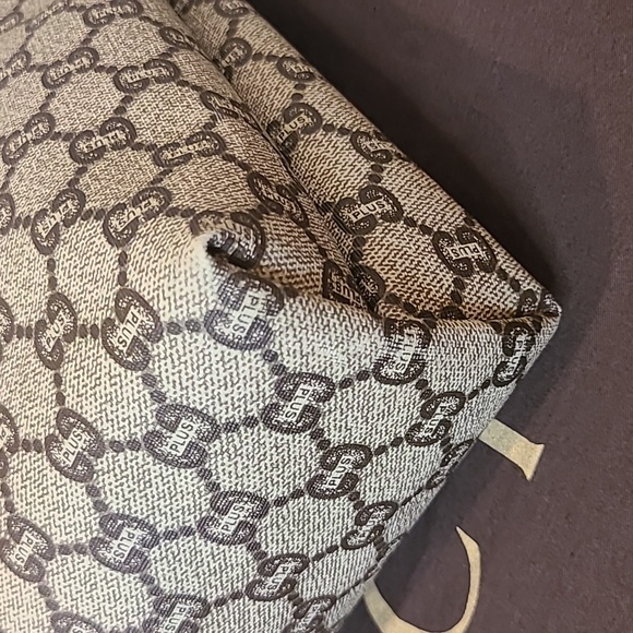 GUCCI PLUS VINTAGE 70'S ZIPPER TOP TOTE/COATED CANVAS/WEB SHERRY/EXCELLENT COND - Picture 13 of 17